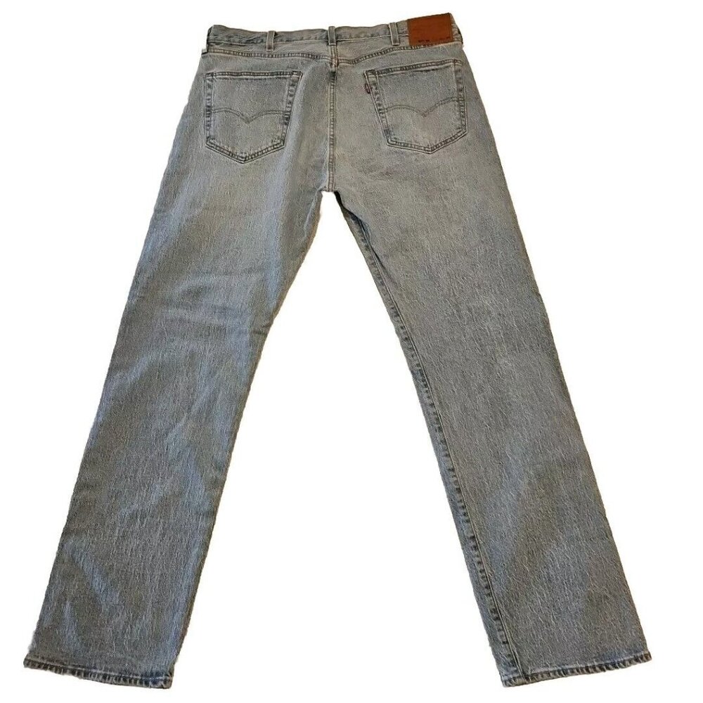 Levis 501 Jeans Mens Sz 38 x 34 Big E Red Tab Premium Blue Stone Wash Button Fly - Picture 4 of 10
